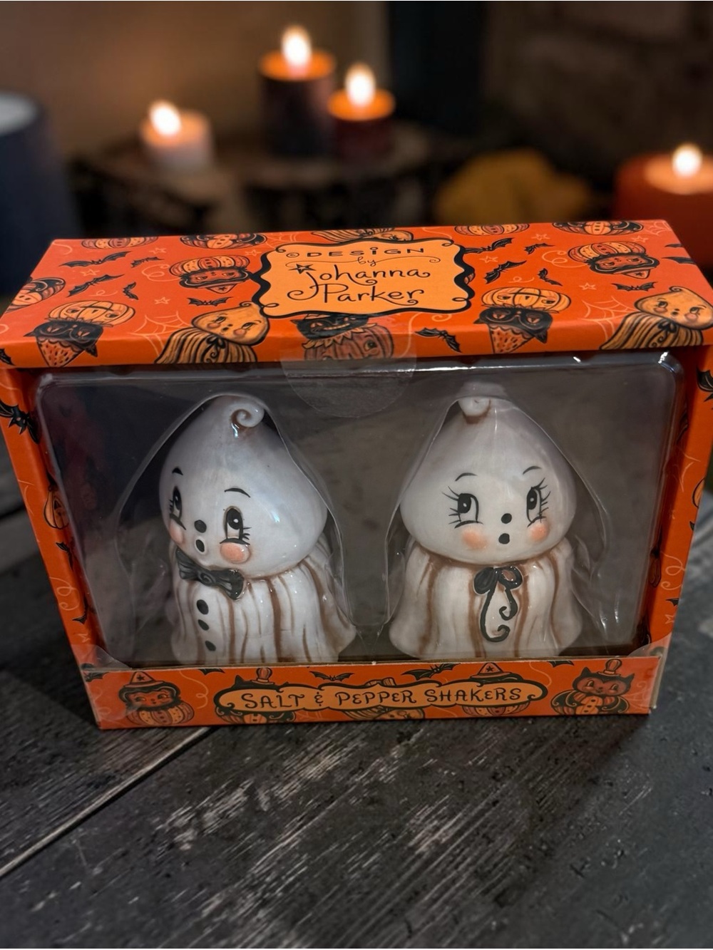 Johanna Parker Ghost Salt & Pepper Shakers - White & Orange